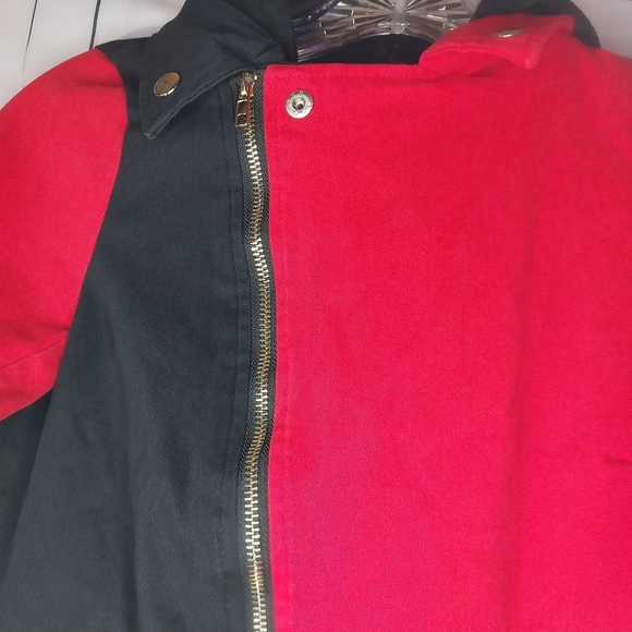 Red and Black Asymmetrical Zip Jacket - Picture 5 of 13